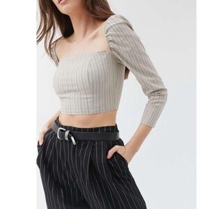Urban Outfitters Bangeline Square-Neck Crop Top Stripes